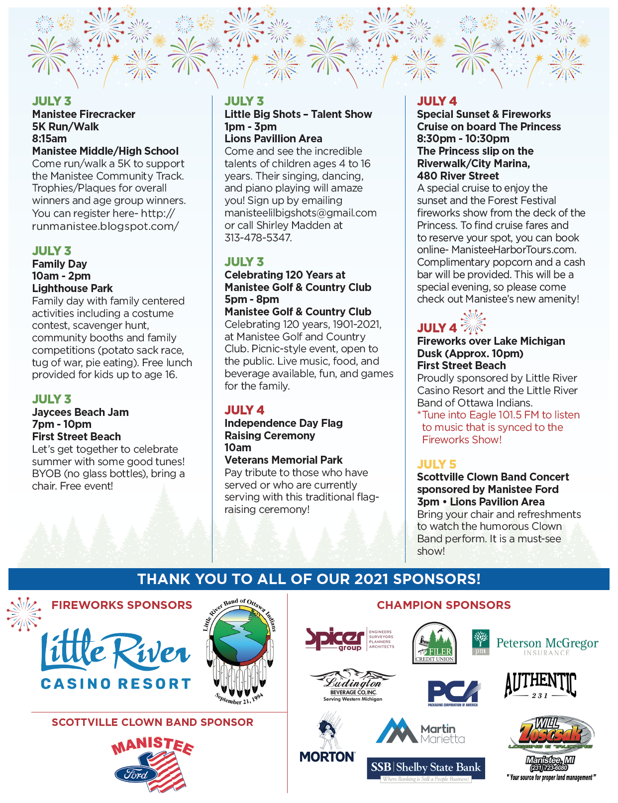Event Schedule Manistee National Forest Festival Manistee, Michigan